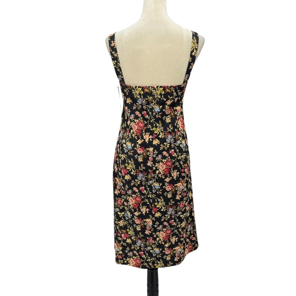 JS Signature NWT Vintage 90s Floral Print Stretch Denim Sleeveless Sheath Dress - Picture 3 of 11